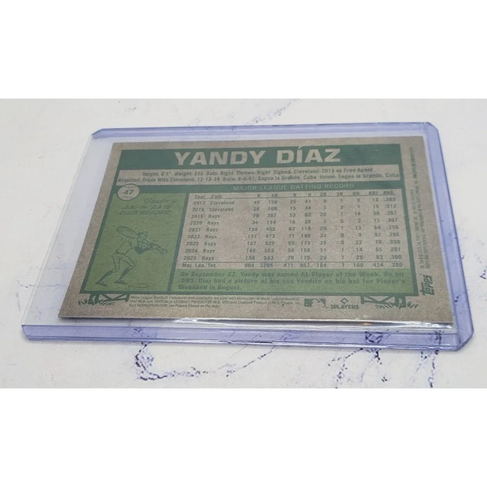 2026 Topps Heritage Yandy Diaz Purple Border #47 Tampa Bay Rays
